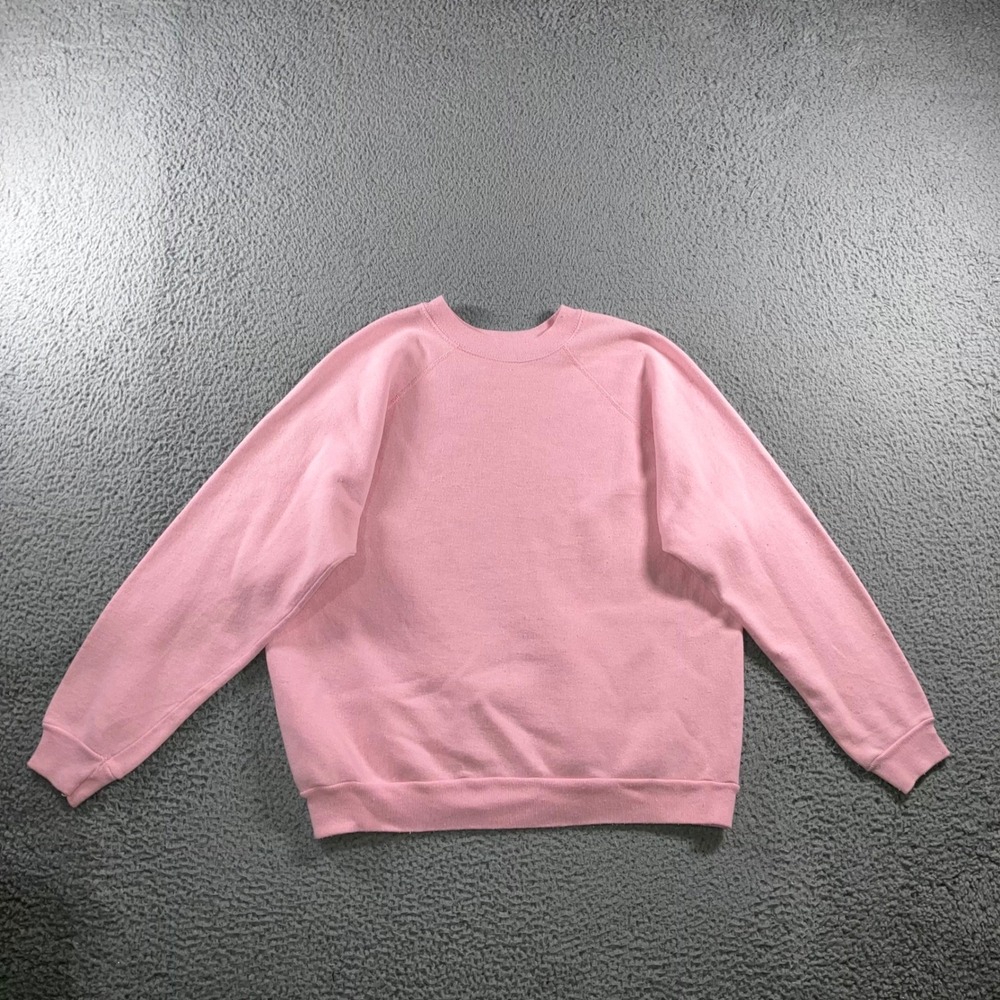 VTG 90s Blank Sweatshirt Womens XL Pink Pastel Retro Minimalist Raglan Crewneck